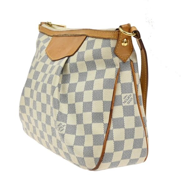 LOUIS VUITTON Siracusa PM Shoulder Bag Damier Azur Leather White - Picture 2 of 14